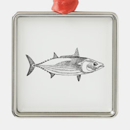 Vintagetonfiskfisken fodrar konst julgransprydnad metall