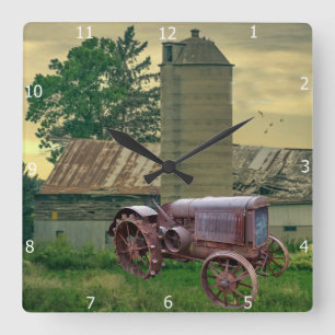 VINTAGETRAKTOR FYRKANTIG KLOCKA