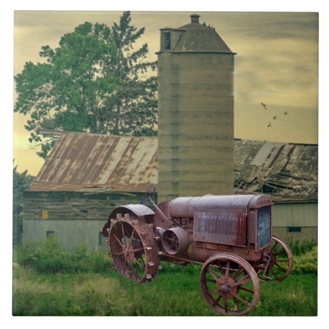 VINTAGETRAKTOR KAKELPLATTA (Framsidan)