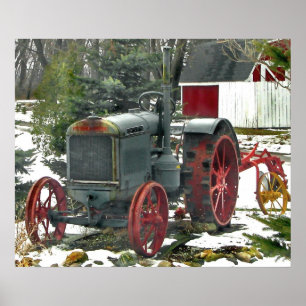 Vintagetraktorfoto Poster