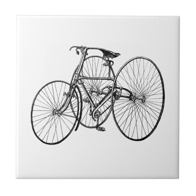 Vintagetrehjuling - tre rullar cykeln kakelplatta (Framsidan)