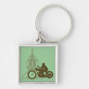 Vintagetriumfridning Fyrkantig Silverfärgad Nyckelring