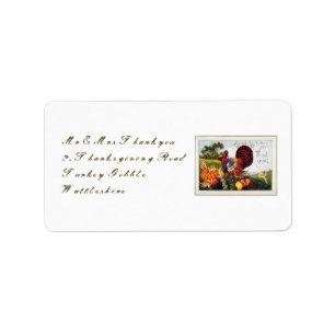 VintageTurkiet thanksgiving Adressetikett