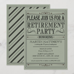 Vintagetypografi, pensionpartyinbjudningar inbjudningar