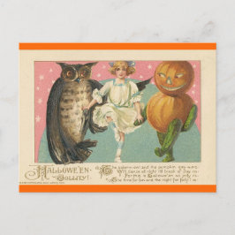 Vintageuggla och elakt troll Halloween Helg Vykort