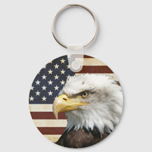 VintageUS-USA flagga med amerikanörnen Nyckelring
