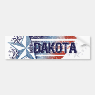 VintageUSA flagga med stjärnan - North Dakota Bildekal