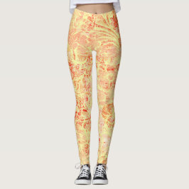 Vintageutseende Blomsterboom i ljusgul textur Leggings