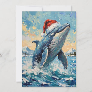 Vintageval med Santa-hatt julscen Julkort