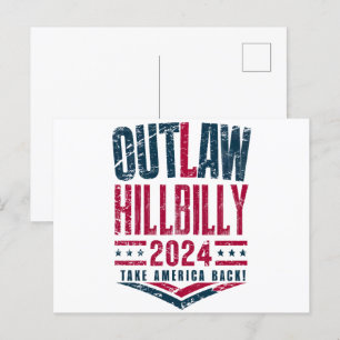 Vintageval Otillåten Hillbilly Amerikansk Flagga  Vykort