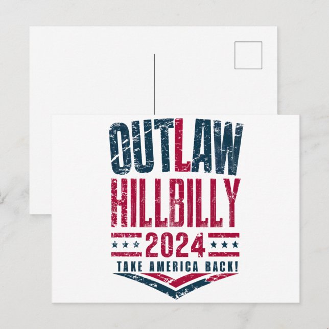 Vintageval Otillåten Hillbilly Amerikansk Flagga  Vykort (Fram/baksida)