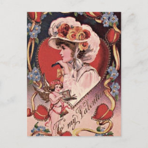 Vintagevalentindam Helg Vykort