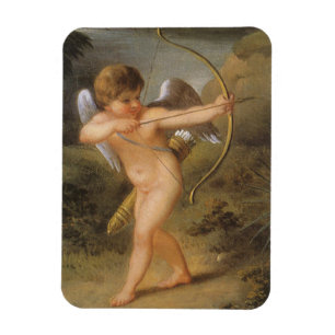 Vintagevalentines day, pilbåge och pilCupidskog Magnet