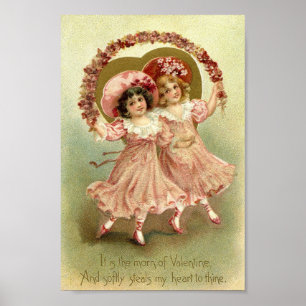 Vintagevalentinflickor Poster