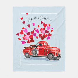 Vintagevalentinlastbilen tillfogar namn fleecefilt