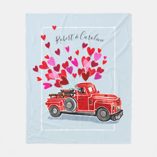 Vintagevalentinlastbilen tillfogar namn fleecefilt