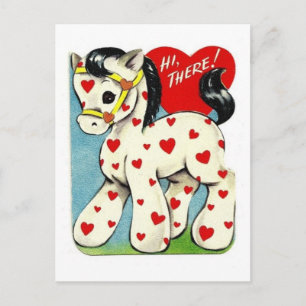Vintagevalentinponny Helg Vykort