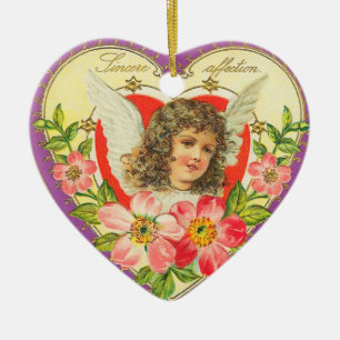 Vintagevalentinprydnad Julgransprydnad Keramik
