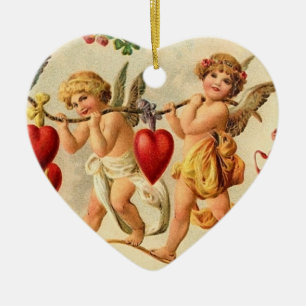Vintagevalentinprydnad Julgransprydnad Keramik