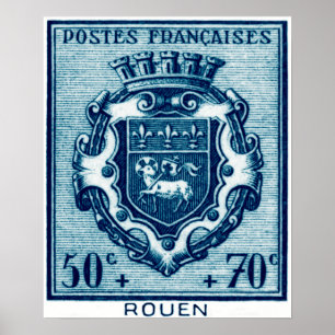 Vintagevapensköld Rouen, frankrike Poster