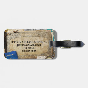 Vintagevärlden reser papper & kompassbagagemärkren bagagebricka