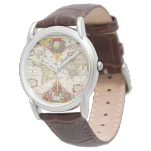 Vintagevärldskarta Armbandsur