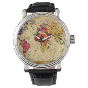 Vintagevärldskarta Armbandsur