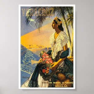 VintageVeracruz Mexico konst reser Poster