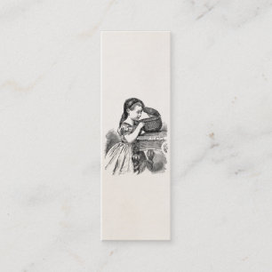 VintageVictorianflicka med basketen Mini Visitkort