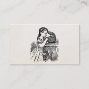 VintageVictorianflicka med basketen Visitkort