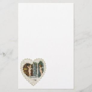 VintageVictorianvalentin dag, ängelw-brev Brevpapper