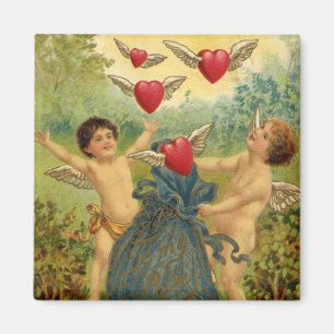 VintageVictorianvalentin dag, Cherubshjärtor Magnet