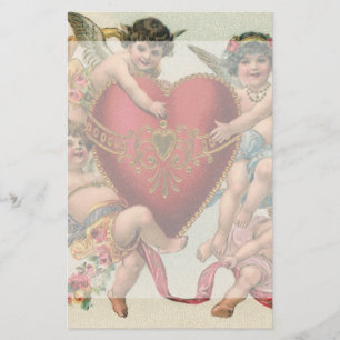 VintageVictorianvalentines, Cherubsänglarhjärta Brevpapper