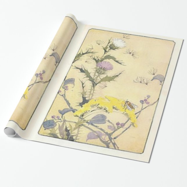 Vintagevildblommamaskrosor Presentpapper (Utrullad)