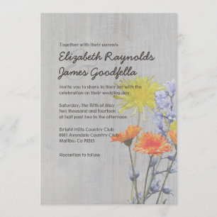 Vintagevildblommar som gifta sig inbjudningar