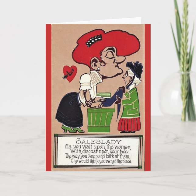 Vintagevinägervalentin - salesladyen, helgkort (Framsida)