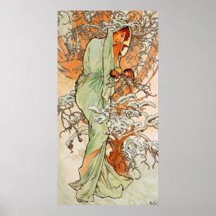 Vintagevinter av Alphonse Mucha Poster
