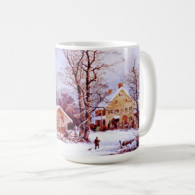 Vintagevinterplats. Julgåvamuggar Kaffemugg (Framsida höger)