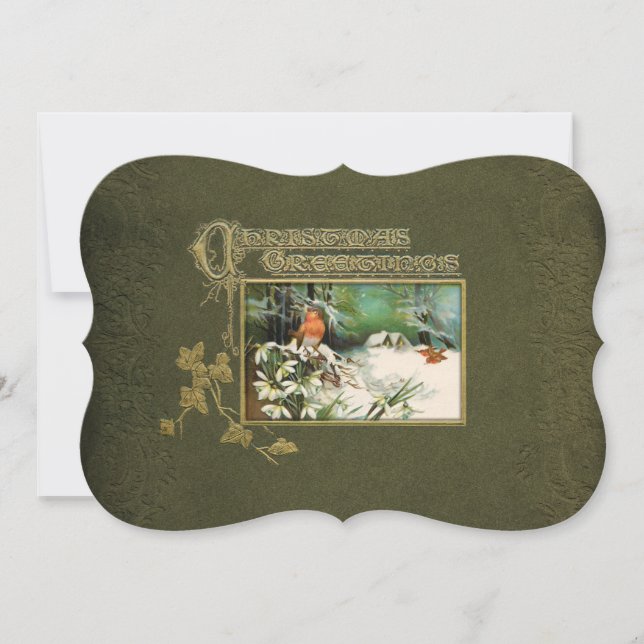 Vintagevinterplats och julhälsning julkort (Framsida)