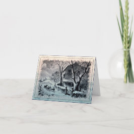 Vintagevintersnö och Santas Sleighkort Helgkort