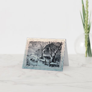 Vintagevintersnö och Santas Sleighkort Helgkort