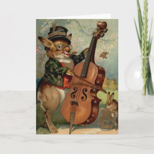 Vintagevioloncell som leker påskharepåskkortet helgkort