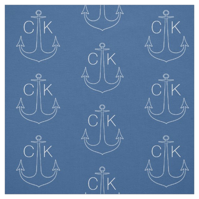 Vintagevit ankrar den nautiska monogramen tyg (Provkarta)