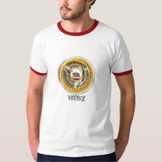 Vintagevit/röd ringert-skjorta tee