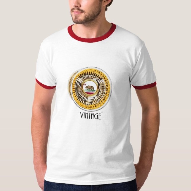 Vintagevit/röd ringert-skjorta tee (Framsida)