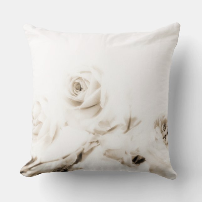 Vintagevit rosblomma kudde (Framsida)