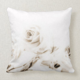 Vintagevit rosblomma kudde