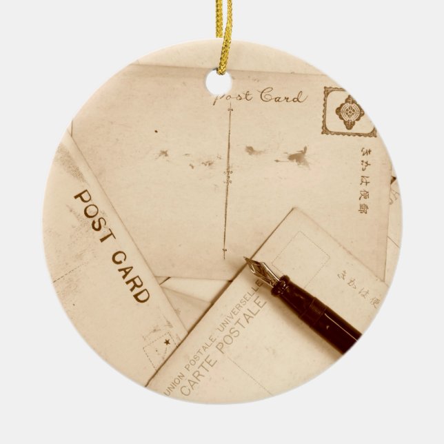 Vintagevykort Julgransprydnad Keramik (Framsidan)