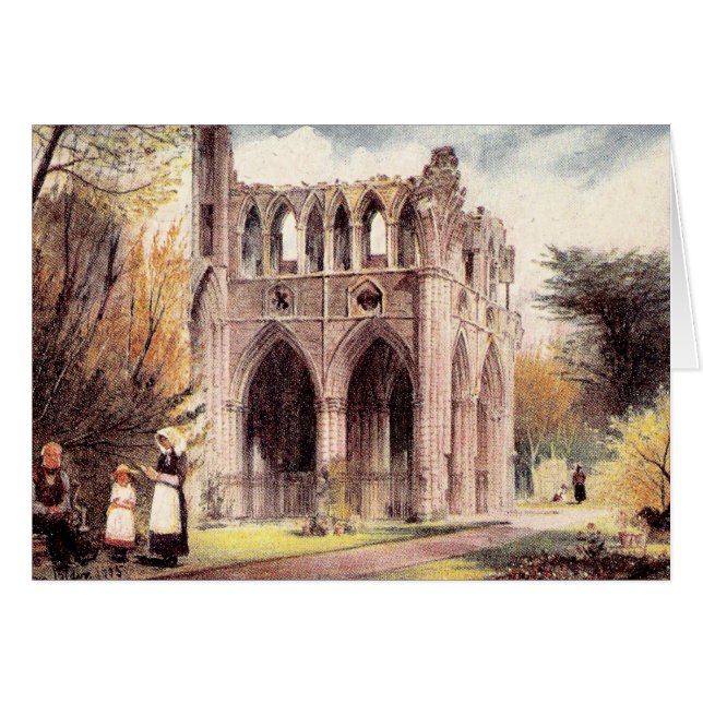 VintagevykortDryburgh Abbey, Skottland OBS Kort (Framsidan Horizontal)