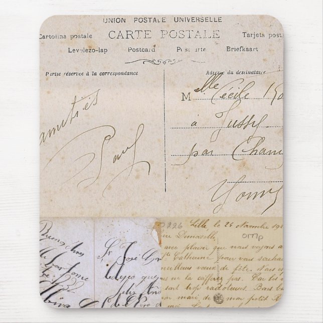Vintagevykorthandskrift Mousepad Musmatta (Framsidan)